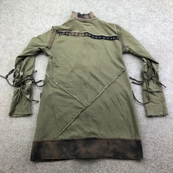 Salvage Jacket Womens Medium Green Biker Full Zip Studded Graphic Grunge Goth - Picture 7 of 10